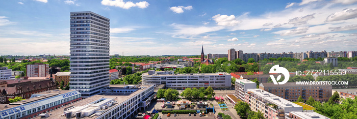 Aerial view to the down town of Frankfurt an der Oder, Germany