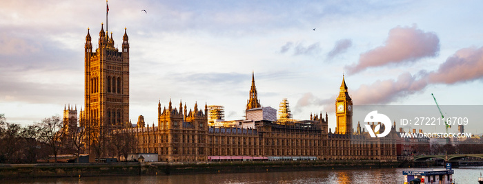 big Ben and Houses of Parliament at sunset,  London, UK