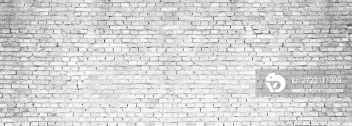 Panoramic background of old vintage white brick wall