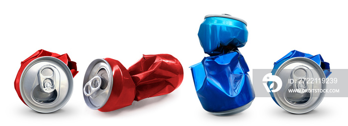 Compressed cans isolated on a white background