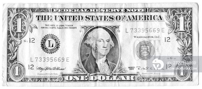 George Washington  on one USA dollar bill obverse