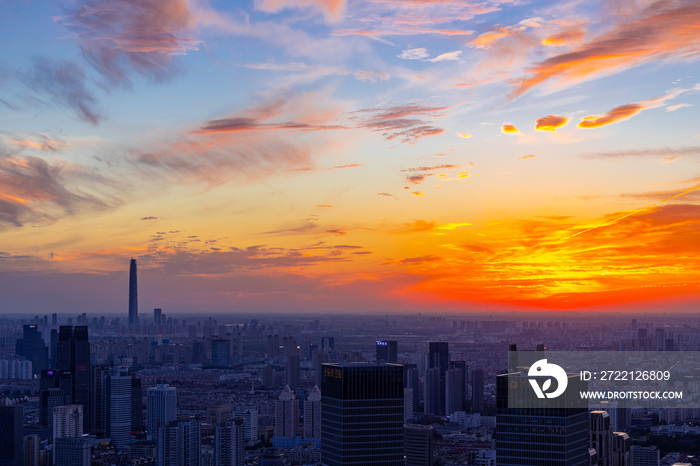 天津城市夕阳风光