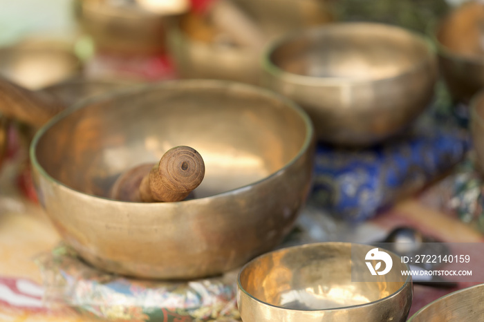 Tibetan bowls in a Spanish market