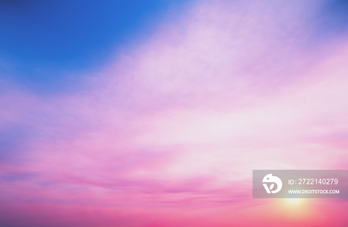 Colorful cloudy sky at sunset. Gradient color. Sky texture, abstract nature background