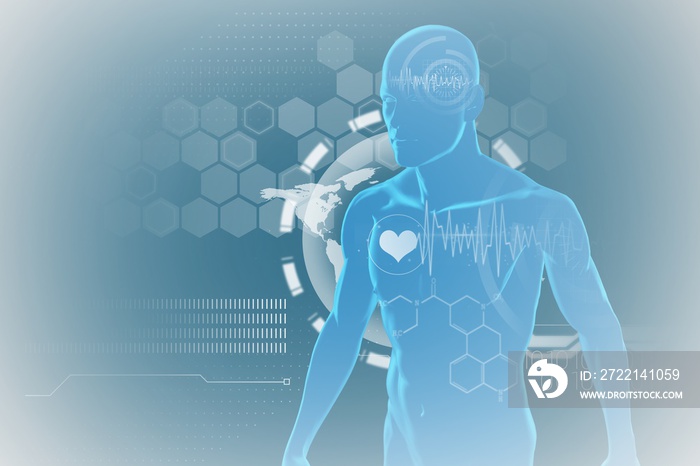 Composite image of heart pulse trace against black background