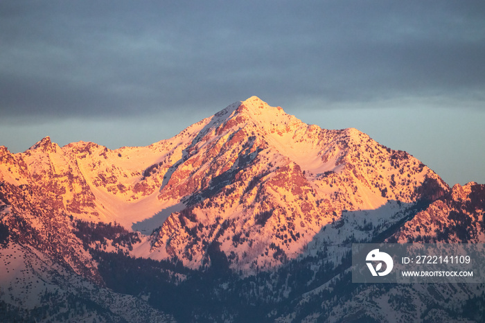 Alpenglow on Twin Peaks Broads Fork, Utah