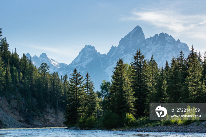 Teton Range und Snake River im Grand Teton National Park, Wyoming