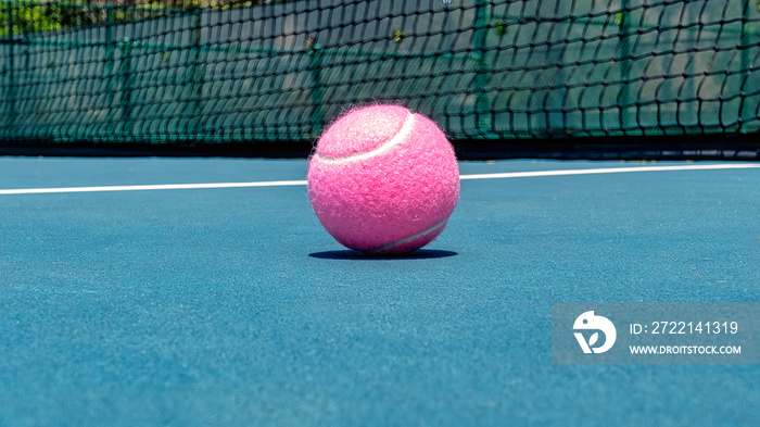 Pink Tennis Ball on Ble Forecourt