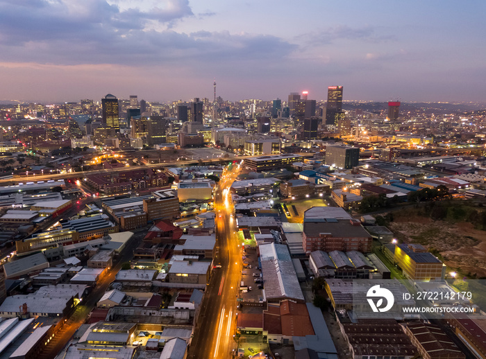 Aerial view of downtown of Johannesburg, South Africa