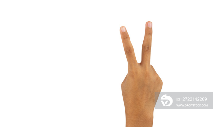 hand showing peace or victory sign isolated