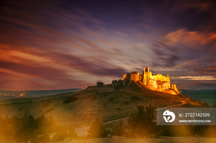 Spis castle, Unesco World Heritage Site. Slovakia. Sunset