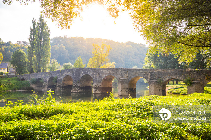 Old stone bridge on the river Dobra in Karlovac county, Croatia