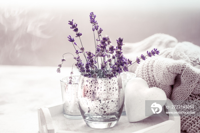 composition with lavender in a glass