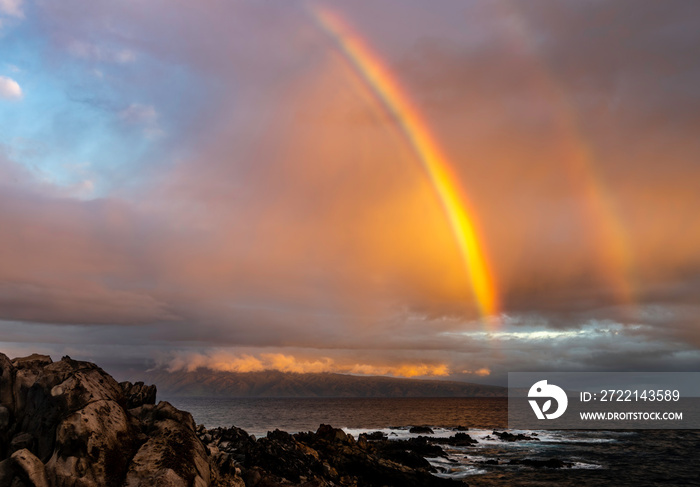 Rainbow over Oneloa Bay, Maui, Hawaii