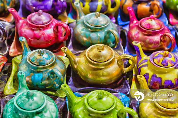 Traditional iranian kettles and Isfahan, Iran, Middle East, Asia. There are commonly sold in tourist places like Shiraz, Teheran, Esfahan, Yazd