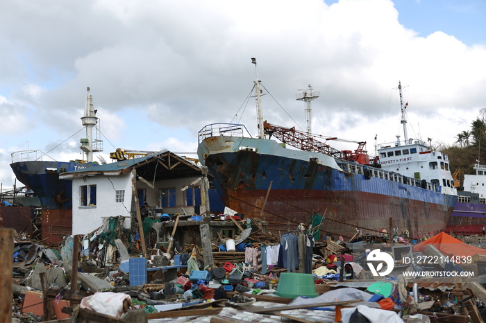 8 November 2013. Tacloban, Philippines.Typhoon Haiyan, known as Super Typhoon Yolanda in the Philippines, was one of the most intense tropical cyclones on record.