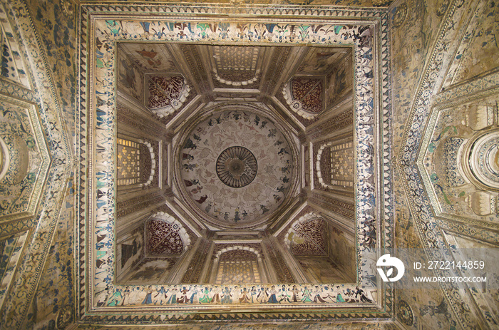 Mythological paintings on the ceiling. Chhatri of Maharaja Parikshat. Datia. Madhya Pradesh