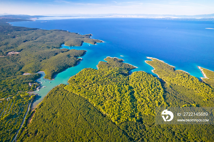 Punta Kriza coastline on Cres island aerial view