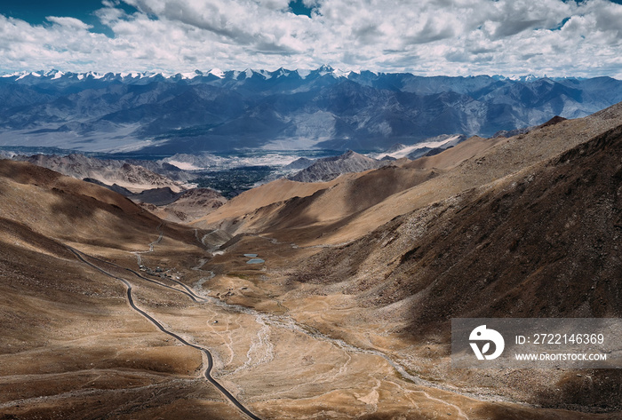 Top view on the mountain road to Leh Ladakh