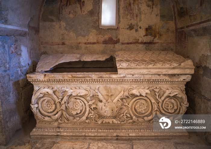 Sarcophagus in the Church of St. Nicholas the Wonderworker.