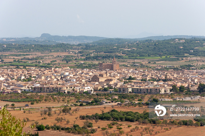 Aerial view of the village of Porreres town