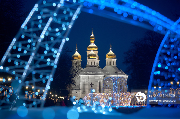 Catherine’s Church in the Christmas lights