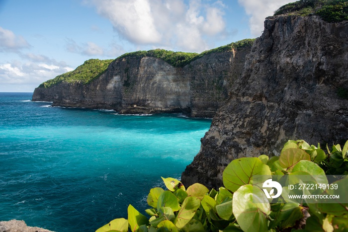 Scenic cliffs with blue sea