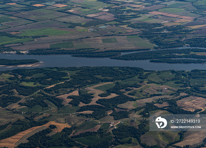 Aerial view of Kansas River  in Kansas