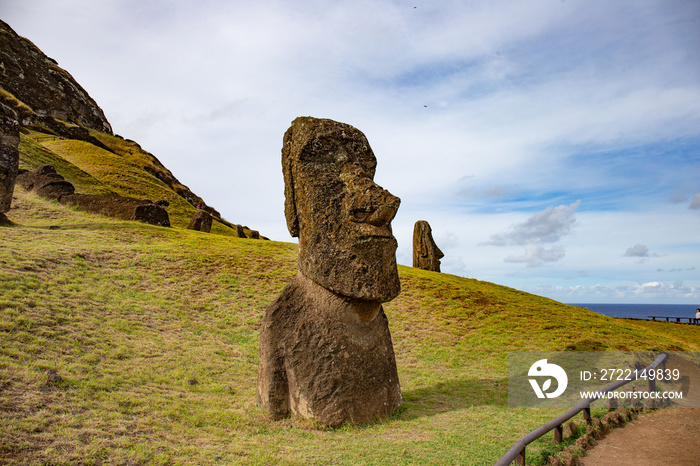 Stone statues Moai on Easter Island Rapa Nui