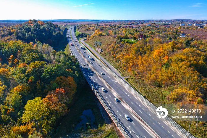 Aerial view of the highway in Gdansk, Poland