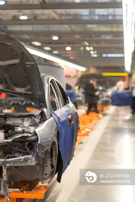 The production line for the assembly of new vehicles