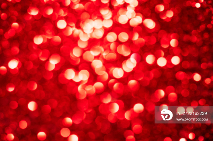 Red lights abstract bokeh backdrop. Chrismas or valentines day lights bokeh.