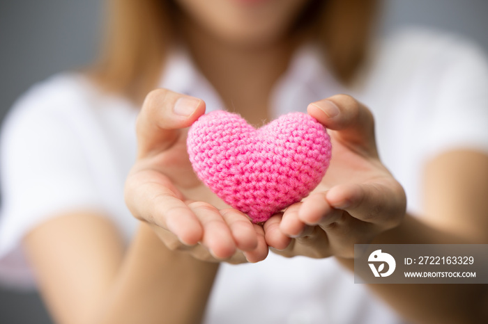 girl teen hand giving heart for sharing donation share love together concept