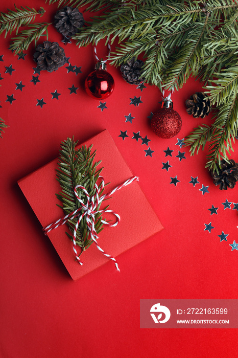 gift box on red background