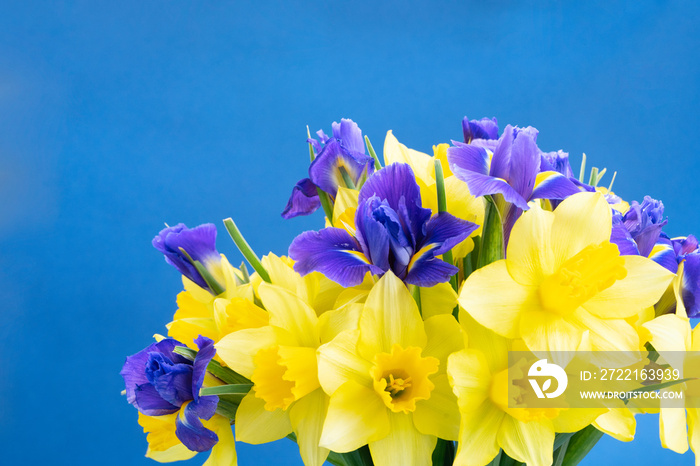 bouquet of daffodil and iris flowers