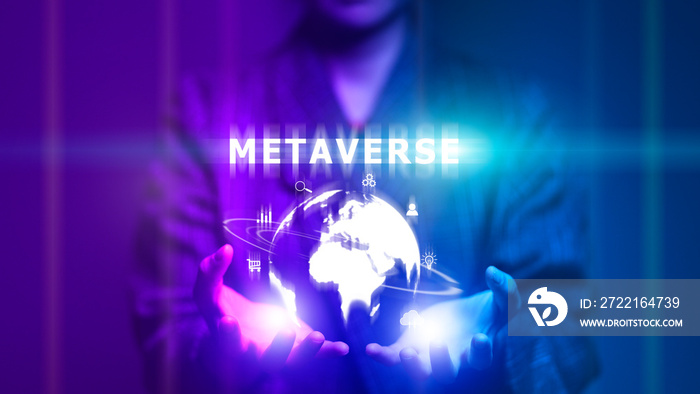 Metaverse Virtual Technology. Worldwide Business. Megatrends on Internet for Telecommunication, Fina