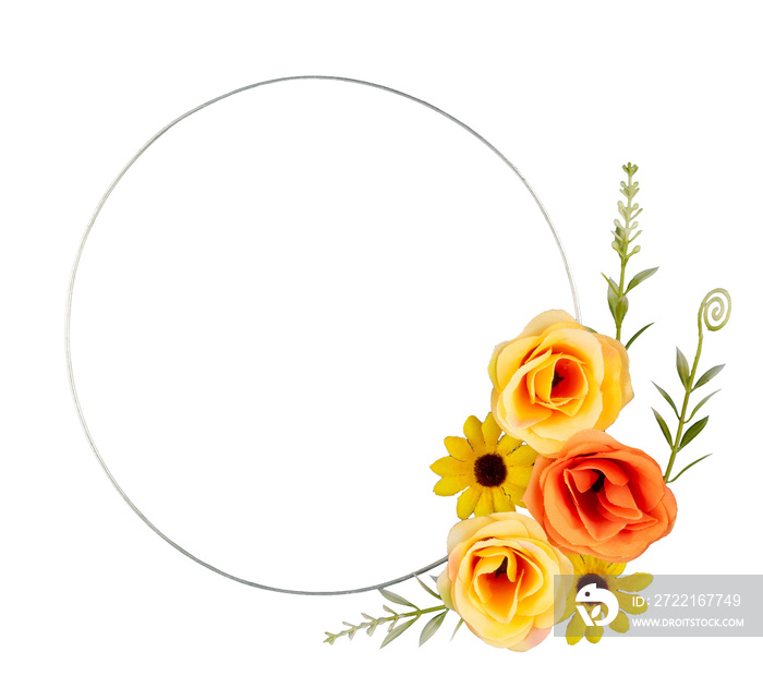 Round floral bouquet copy space isolated