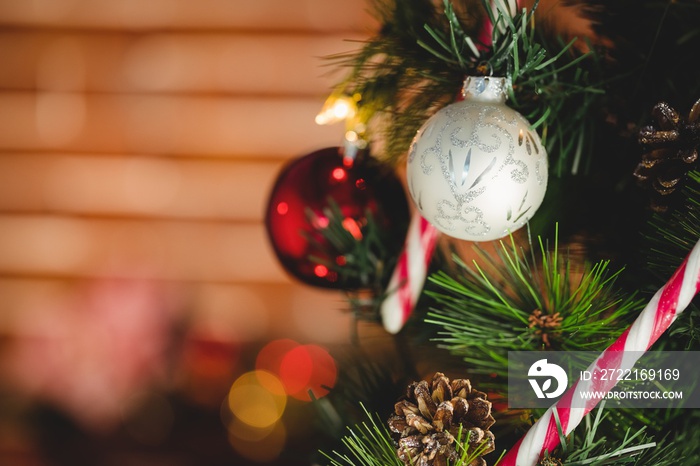 Decorations on Christmas tree