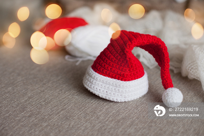 crochet santa hat with christmas lights