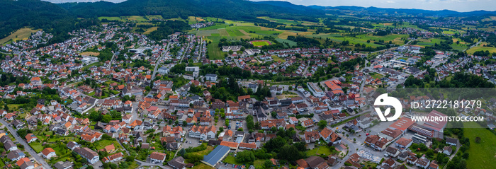 Aerial view around the city Fürth in Germany. On sunny day in spring