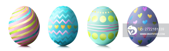 Creative Easter eggs on white background