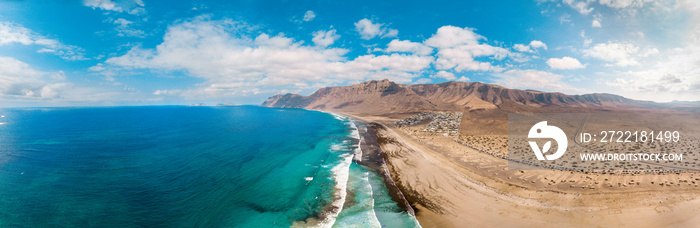 Beautiful panorama of a surfer beach in Lanzarote