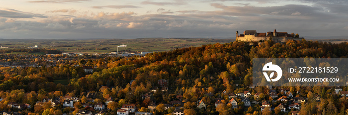 Autumnal View on Coburg, Germany, with Veste Coburg (Coburg Castle) at sunset