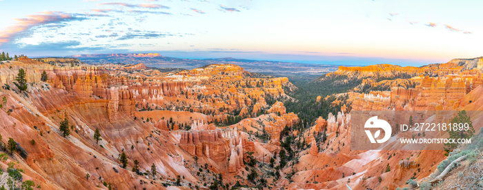 scenic view to the hoodoos in the Bryce Canyon national Park, Utah,