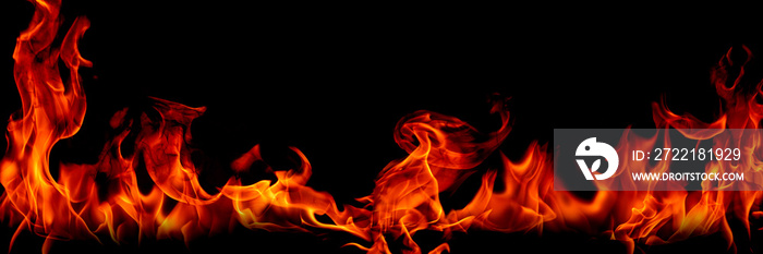 Fire flames on Abstract art black background