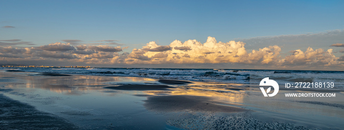 Sunset with clouds on the beach of La Patacona (Valencia-Spain)