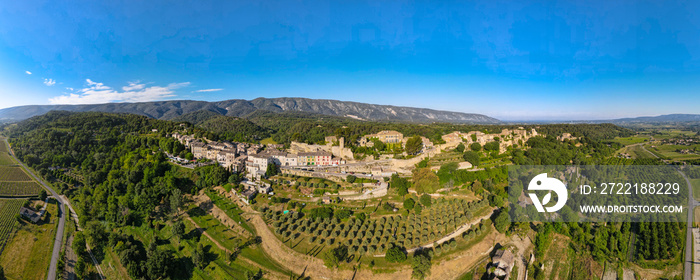 Aerial view of the Village of Ménerbes, in provence France. Selected as one of the Plus Beaux villages de France