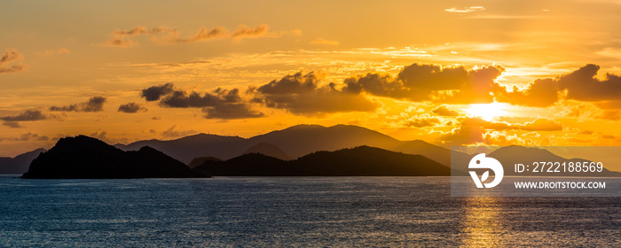 Sunrise over Virgin Islands in Caribbean Sea