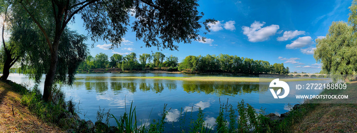 Panorama of the Loire river in Tours, France in summertime