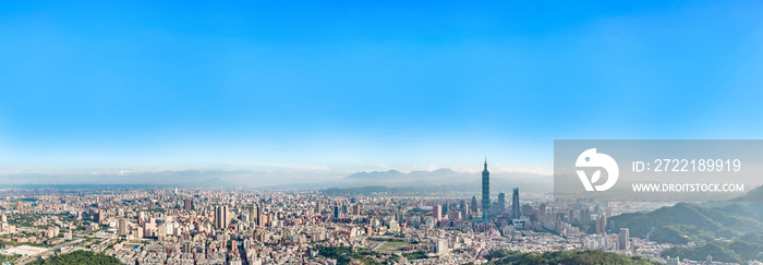 Skyline of taipei city in downtown Taipei, Taiwan.